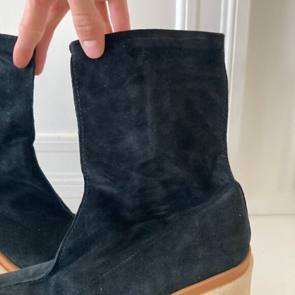 Free People Gigi Black Suede Heeled Ankle Boots Sz 37.5 - Picture 4 of 8
